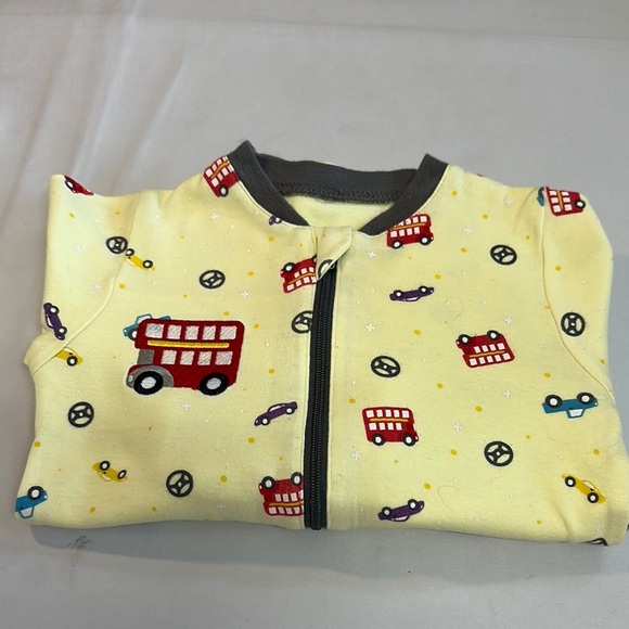 Tuffy - Yellow Baby Onesie with Red double decker Bus Print - Picture 1 of 3